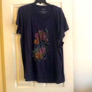 Woman’s navy blue w/floral decor